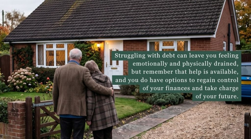 Tivoli Legal branded graphic that says struggling with debt can leave you feeling emotionally and physically drained, but remember that support is available, and you do have options to help regain control of your finances and take charge of your future.